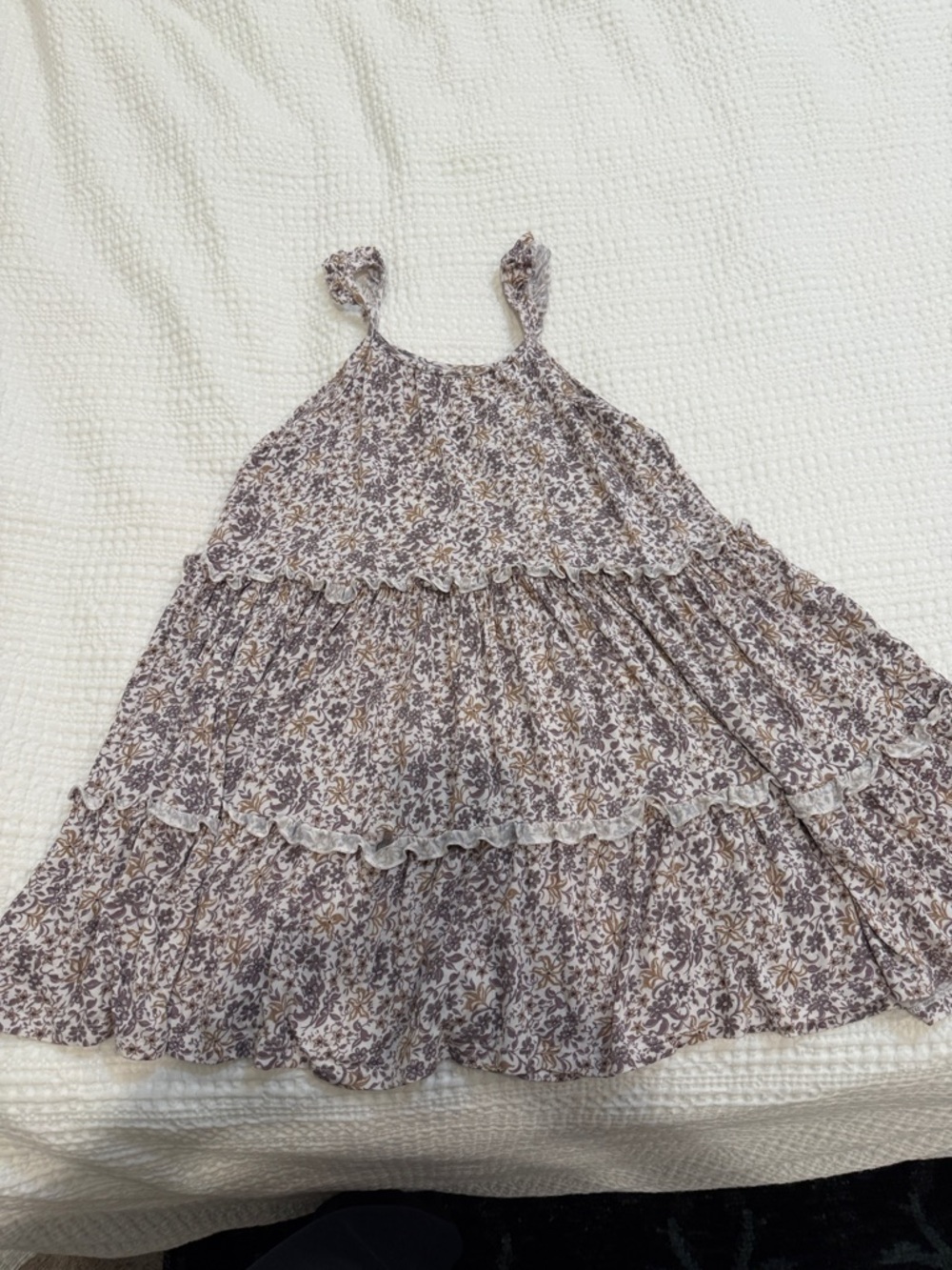 Rylee + Cru Floral Tiered Sundress in Taupe and Cream